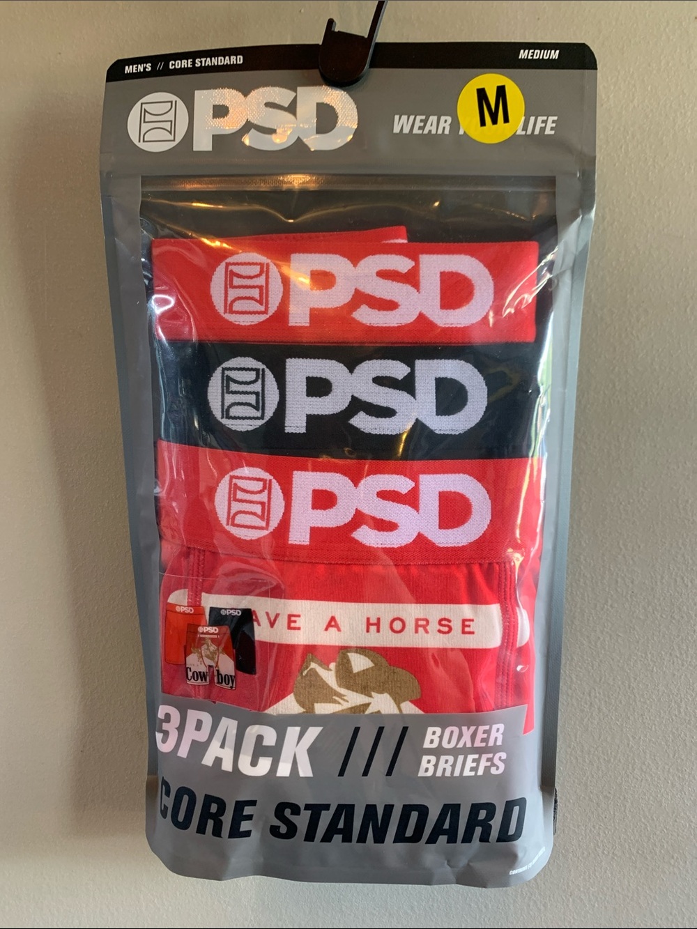 PSD Men’s 3-Pack Boxer Briefs - Red & Black